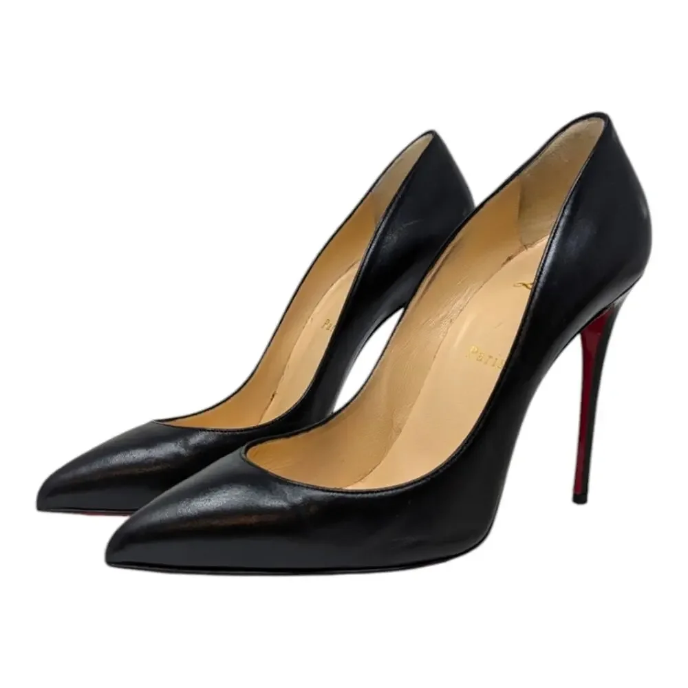 Christian Louboutin Pigalle Follies 100 Black Leather Pump Stiletto Heel 39.5